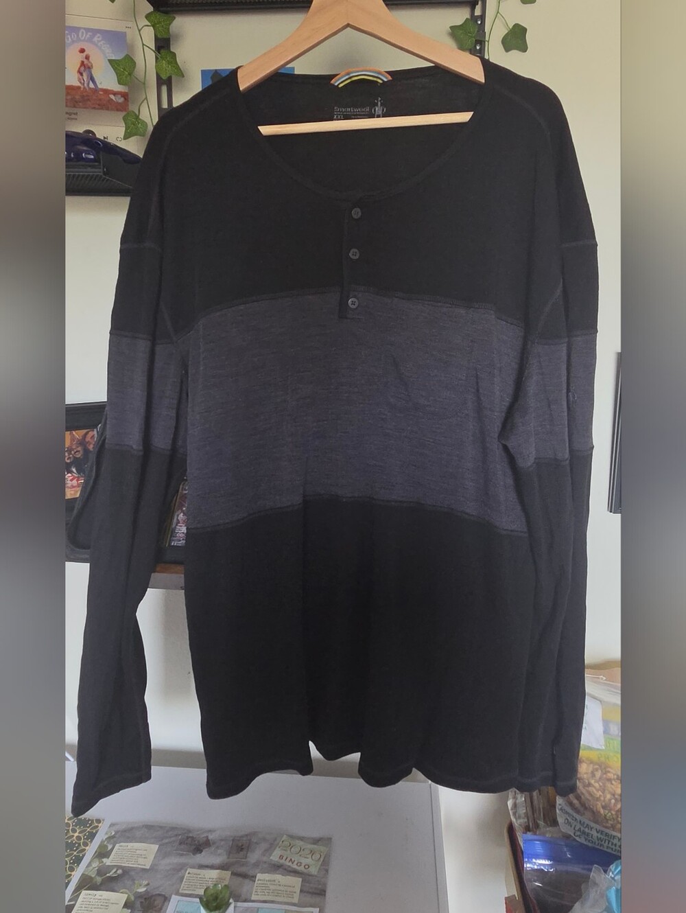 Smartwool Two-Tone Black and Charcoal Long-Sleeve Henley